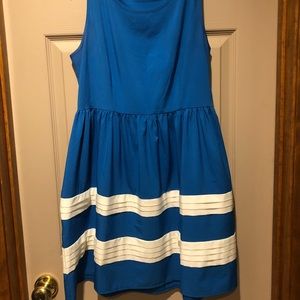 Royal blue dress with white stripes